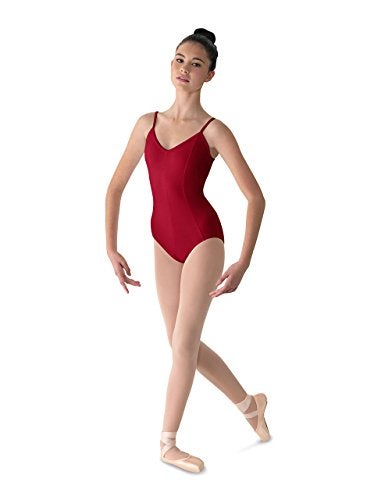 Mirella Women's Microlux Princess Seam V-Front Camisole Dance Leotard,Garnet,Medium/Long - Image 1