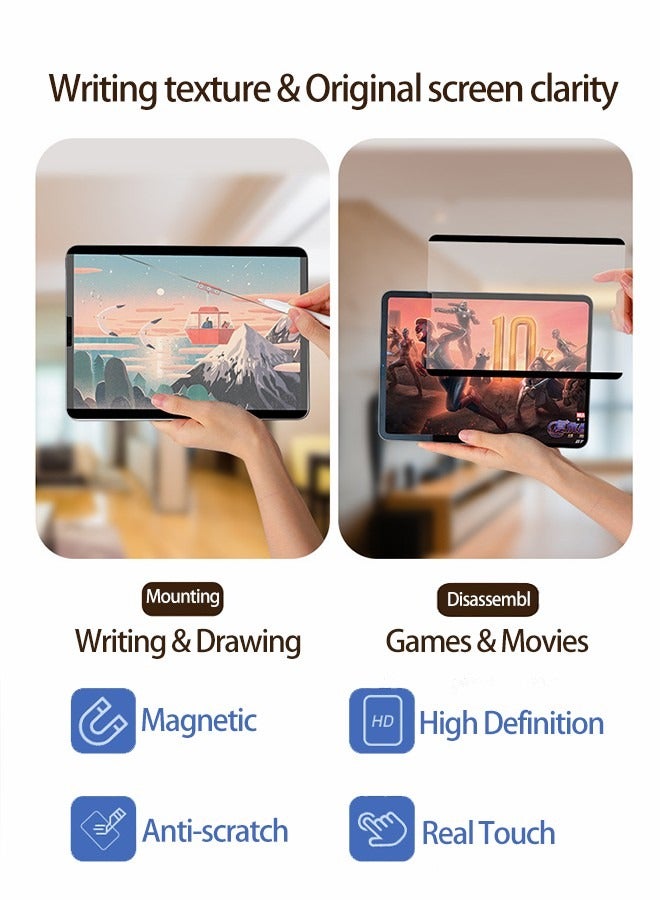 شاشة حماية مغناطيسية للآيباد ١٠,٩ بوصة من بيبر فيلم (ipad Air5/Air4)، الكتابة والرسم مثل على الورق، قابلة للفصل / قابلة لإعادة الاستخدام / مضادة للوهج غير اللامع - Image 4