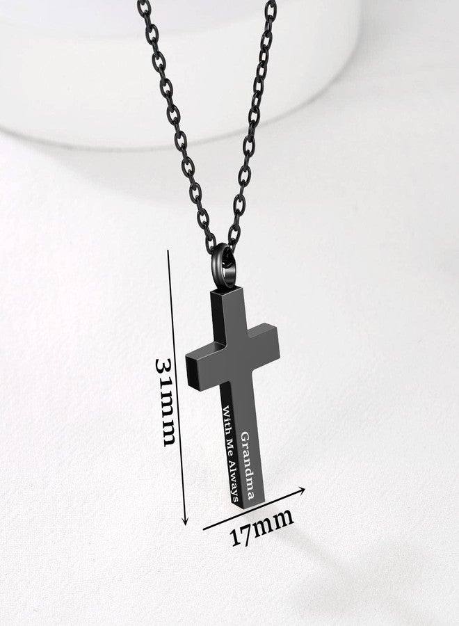 RIPFEVURN Cremation Jewelry Black Cross Urn Necklaces for Ashes for Women Men Human Ashes with Me Always Memorial Keepsake Pendant, Stainless Steel, No Gemstone - Image 2