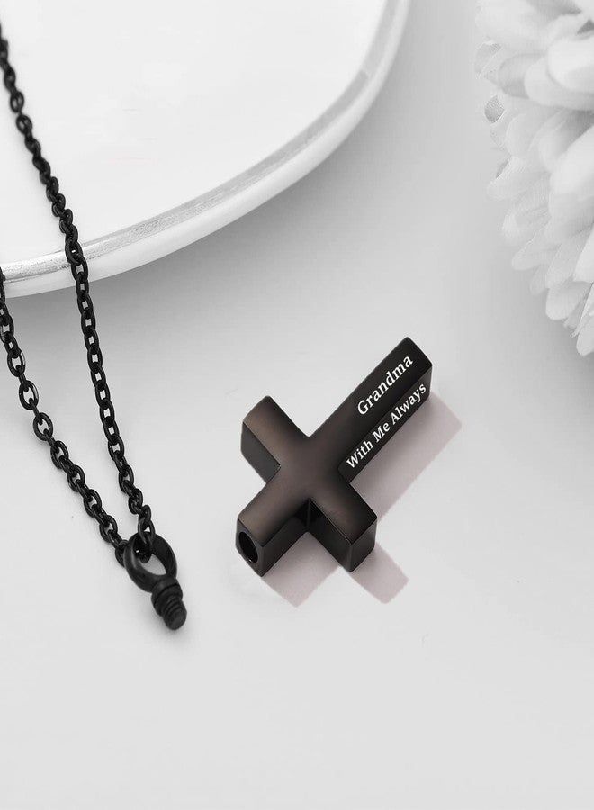 RIPFEVURN Cremation Jewelry Black Cross Urn Necklaces for Ashes for Women Men Human Ashes with Me Always Memorial Keepsake Pendant, Stainless Steel, No Gemstone - Image 5