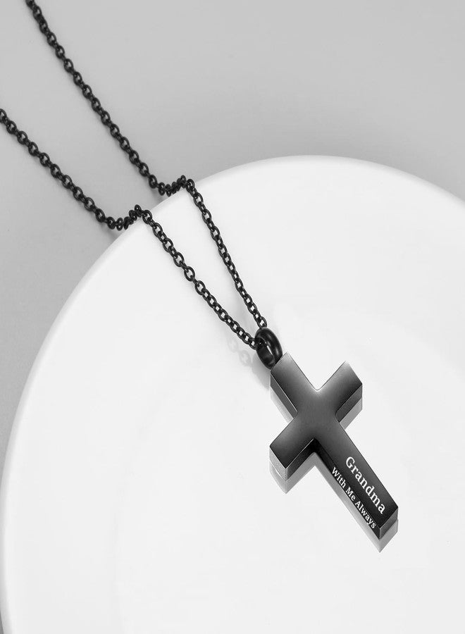 RIPFEVURN Cremation Jewelry Black Cross Urn Necklaces for Ashes for Women Men Human Ashes with Me Always Memorial Keepsake Pendant, Stainless Steel, No Gemstone - Image 4