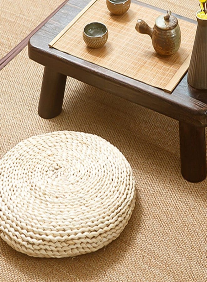 Sewroro Tatami Floor Pillow Round Straw Woven Padded Sitting Cushion Japanese Style Seat Pillow Floor Straw Mat Meditating Furniture Floor Mat for Home Temple 30cm - Image 5