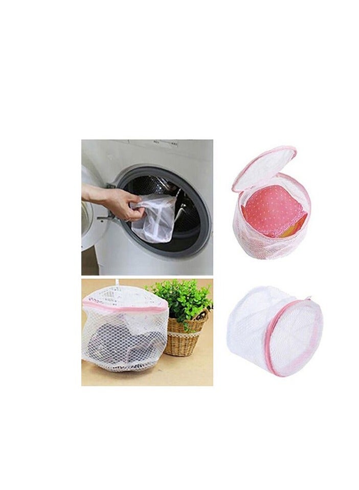 Marrkhor Laundry Mesh Net Pouch Bag White/Pink - Image 2
