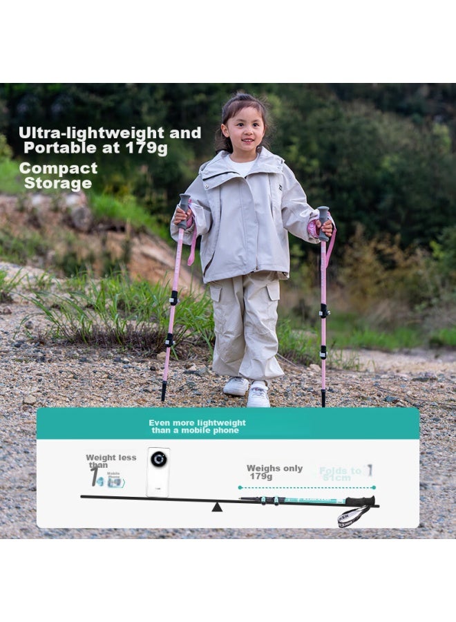 PELLIOT Pelliot Outdoor Hiking Pole, Children's Telescopic Professional Ultra-light Aluminum Alloy Trekking Equipment, Mountain Climbing Cane, 16403642, Green - Image 1