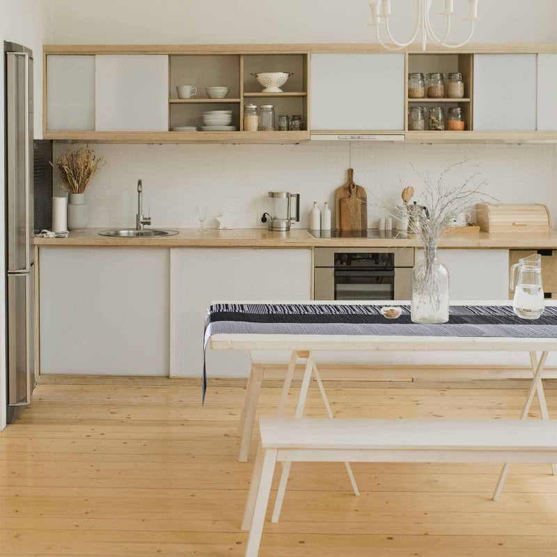 GIVERARE Table Runner, 12x53in Heat-Resistant Woven Vinyl Long Tabletop, Non-Slip Washable PVC Table Runners, Easy to Clean Premium Plastic Dresser Cover for Wedding, Decor, Home, Art (Black+Silver) - Image 5