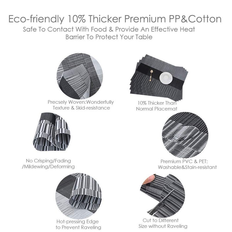 GIVERARE Table Runner, 12x53in Heat-Resistant Woven Vinyl Long Tabletop, Non-Slip Washable PVC Table Runners, Easy to Clean Premium Plastic Dresser Cover for Wedding, Decor, Home, Art (Black+Silver) - Image 3