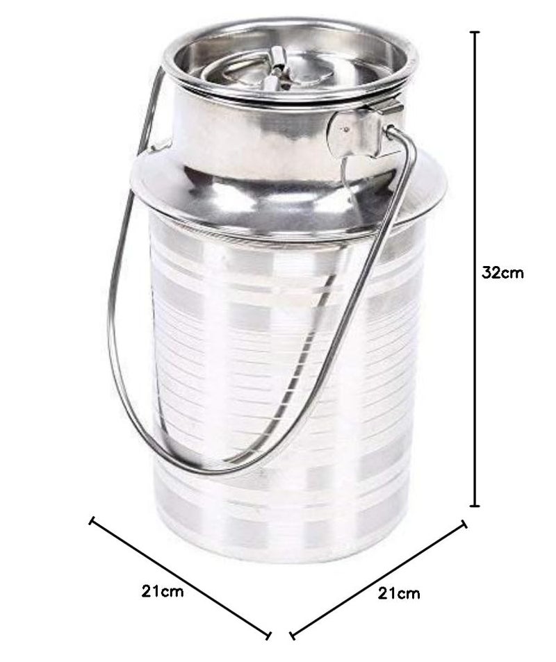 New Trend Stainless Steel Milk Oil Ghee Storage Container with Lid and Handle (10 Litre) (Heavy Weight Steel) - Image 2