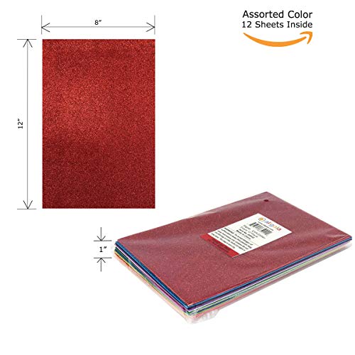 Allgala 12 Pack Glitter EVA Foam Paper 8" x 12" Sheets - Assorted Colors - Perfect for Kids Art Projects and Classrooms or Cosplay DIY Cutters Card Party Decoration - Image 2