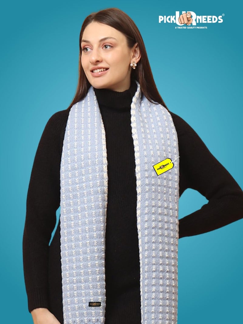 Pick Ur Needs Cozy Knitted Winter Muffler Lightweight Woolen Scarf for Girls & Women's Outdoor Use (Blue) - Image 2