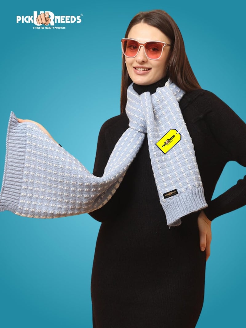 Pick Ur Needs Cozy Knitted Winter Muffler Lightweight Woolen Scarf for Girls & Women's Outdoor Use (Blue) - Image 5