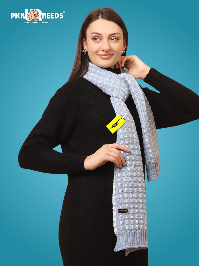Pick Ur Needs Cozy Knitted Winter Muffler Lightweight Woolen Scarf for Girls & Women's Outdoor Use (Blue) - Image 4