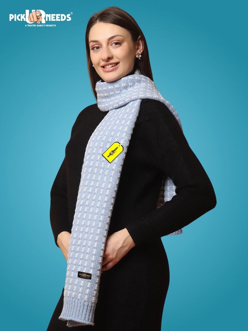 Pick Ur Needs Cozy Knitted Winter Muffler Lightweight Woolen Scarf for Girls & Women's Outdoor Use (Blue) - Image 3