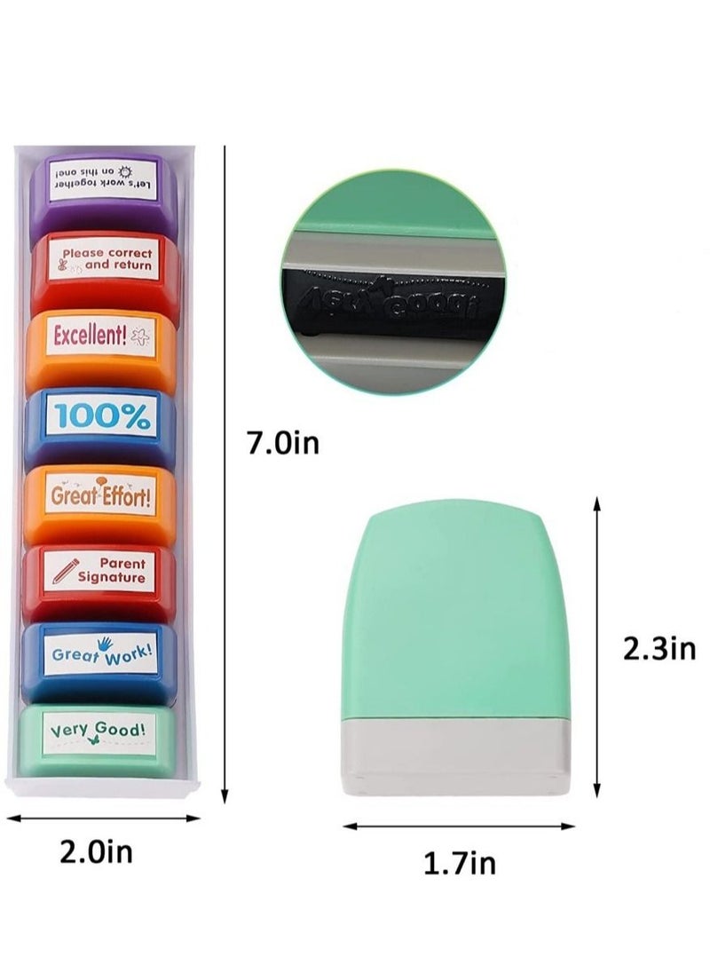 Generic - 8 Pcs Teacher Stamps for Classroom Self-inking Grading Stamps Encouraging Comments - Image 1