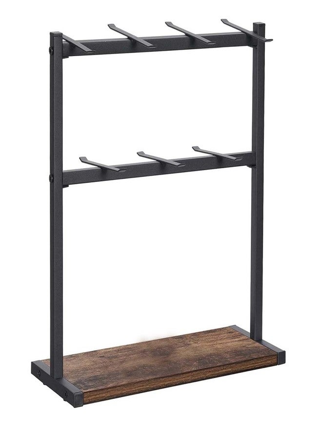 Dantawood Coffee Mug Holder Stand for Kitchen Countertop, 2 Tier Metal Coffee Cup Holder with Wooden Shelf (14-Cup Hooks) - Image 2