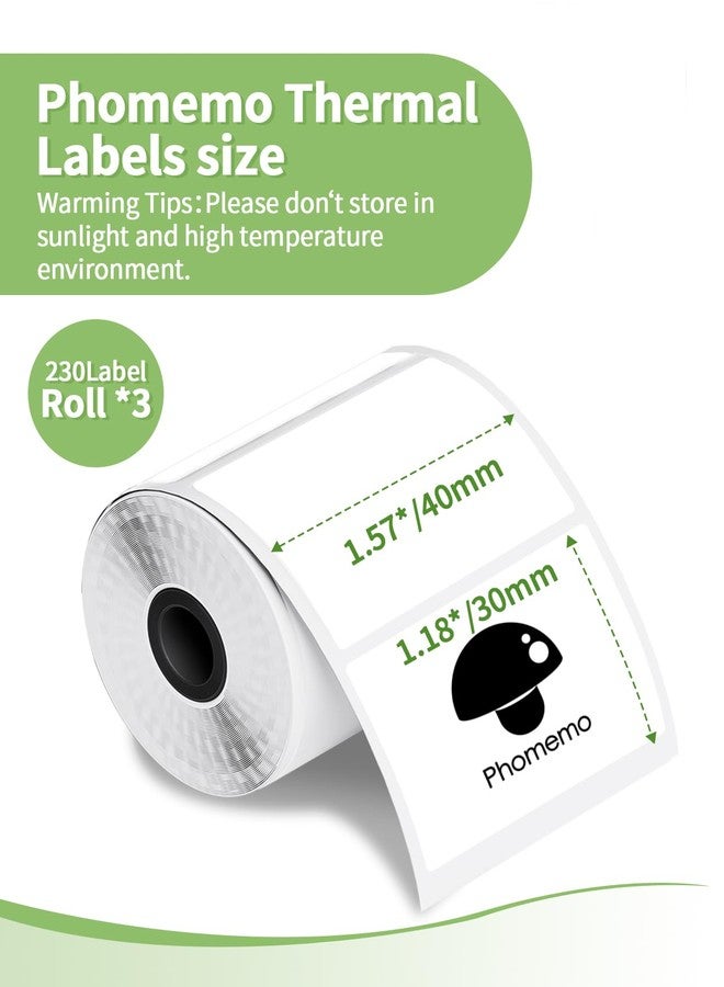 Memoqueen M110 Thermal Labels,Compatible with Phomemo M110/M221/M220/M120/M200/M110S,1.57"x1.18"(40mm*30mm),Multi-Purpose Thermal Sticker for Business/Mailing/Barcode/Home,230Labels/roll,Blue/Pink/Khaki - Image 3