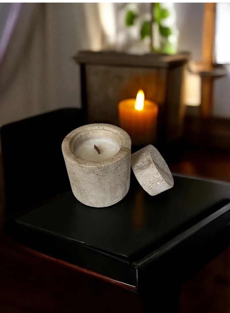 Tohfa Luxe Luxury Marble Soy Wax Candle Jar with Lid - Oud