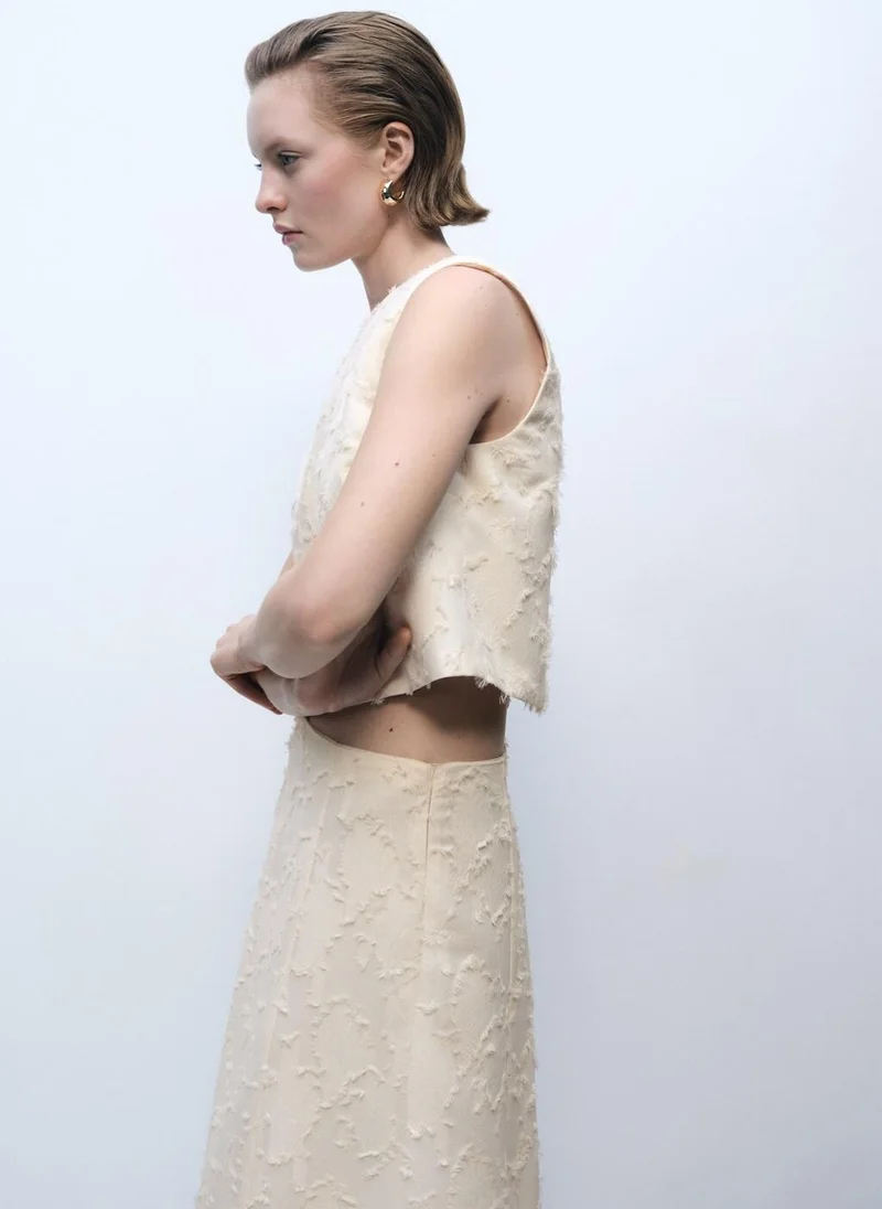 MANGO Textured Flared Skirt