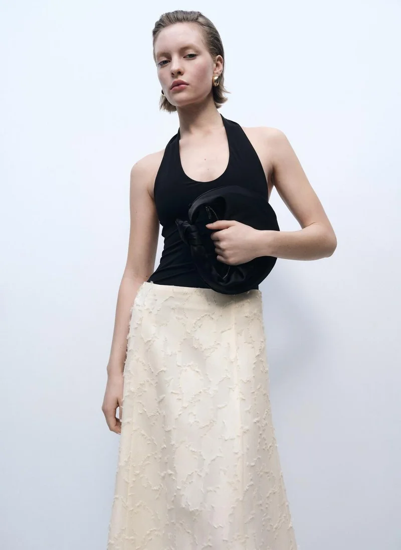 MANGO Textured Flared Skirt