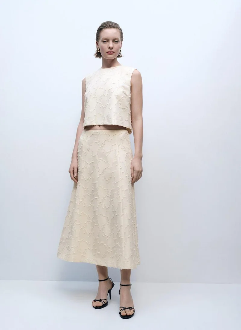 MANGO Textured Flared Skirt