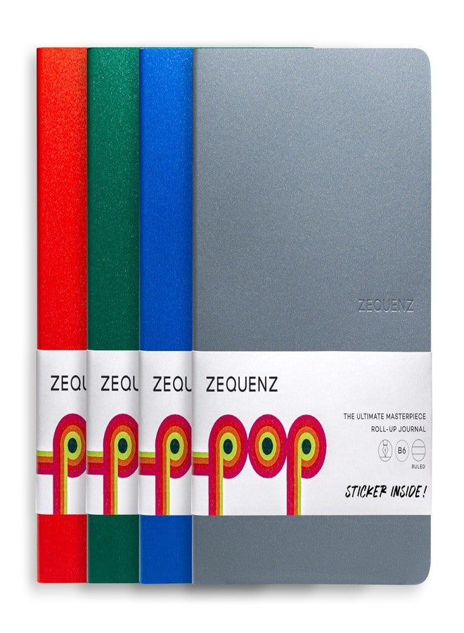 Zequenz B6 Ruled Notebook Set of 4, Blue Grey Red Green, Soft Cover - Image 1