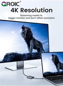 GROIC USB C to HDMI Silver Adapter, 4K Video Converter with USB 3.0 and Type-C Charging Port, USB-C Digital AV Multiport Adapter for Mac and USB Type-C Devices  - Image 3