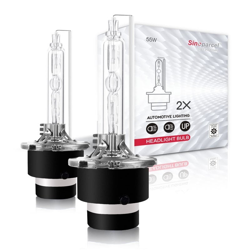 Sinoparcel D4S 55W Xenon HID Headlight Bulbs - 6000K High Low Beam Replacement Lights -Pack of 2 - Image 1