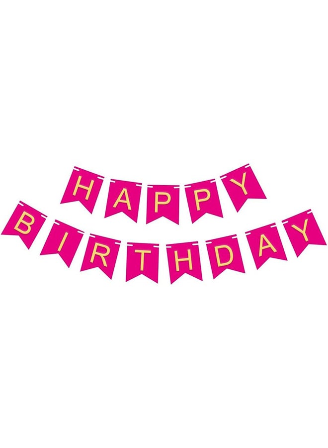 Goldedge Banner Happy Birthday 13 Piece Bunting Home, Party Hall and Backyard Pink Color Decoration Birthday Signs Party Supplies  - Image 1