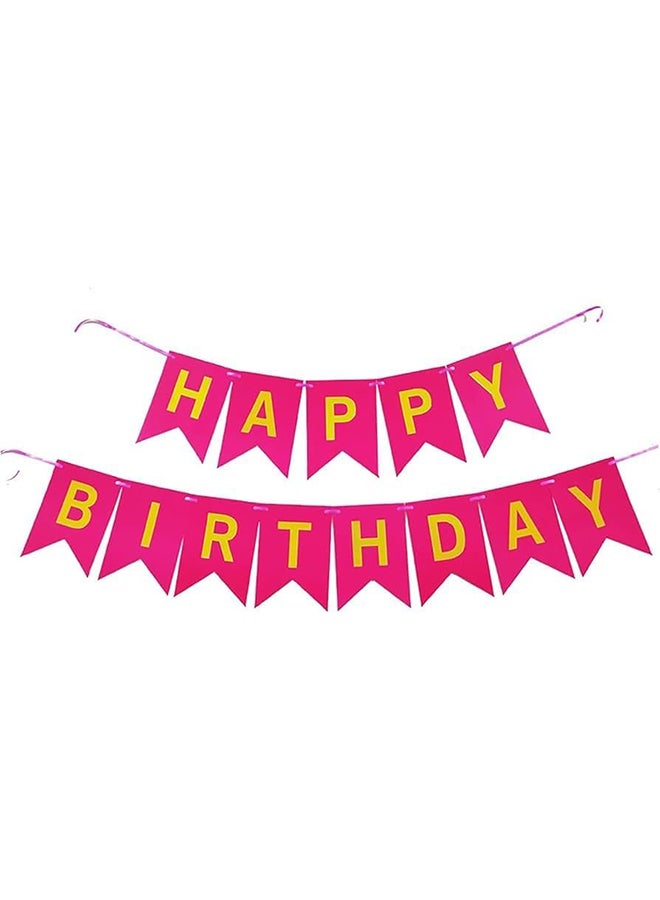 Goldedge Banner Happy Birthday 13 Piece Bunting Home, Party Hall and Backyard Pink Color Decoration Birthday Signs Party Supplies  - Image 2