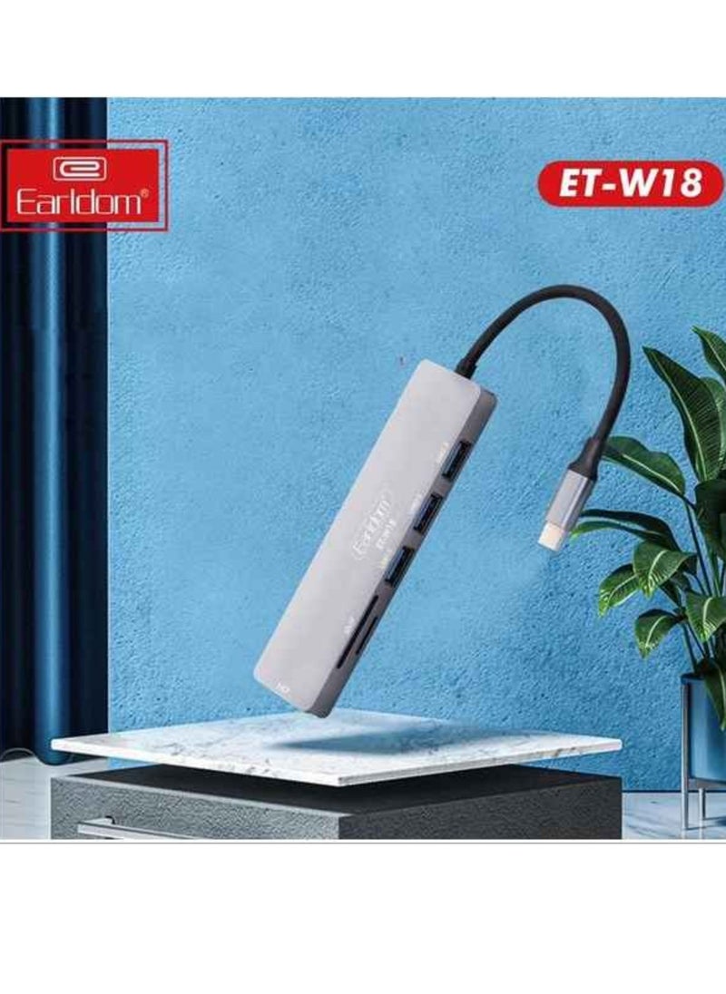 Earldom 6-in-1 USB Hub with Type C cable HDMI 4K 30HZ 2K 60HZ 1080P 120HZ Multi Port Docking Station  - Image 4