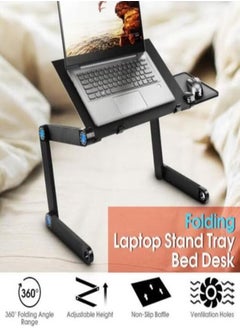 Adjustable Laptop Stand With Cooling Fan Portable Lap Stand Desk Laptop Table For Bed Couch Folding Macbook Stand Lap Riser Table With Mouse Pad