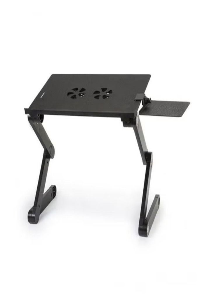 Generic - Adjustable Laptop Stand With Cooling Fan Portable Lap Stand Desk Laptop Table For Bed Couch Folding Macbook Stand Lap Riser Table With Mouse Pad - Image 1