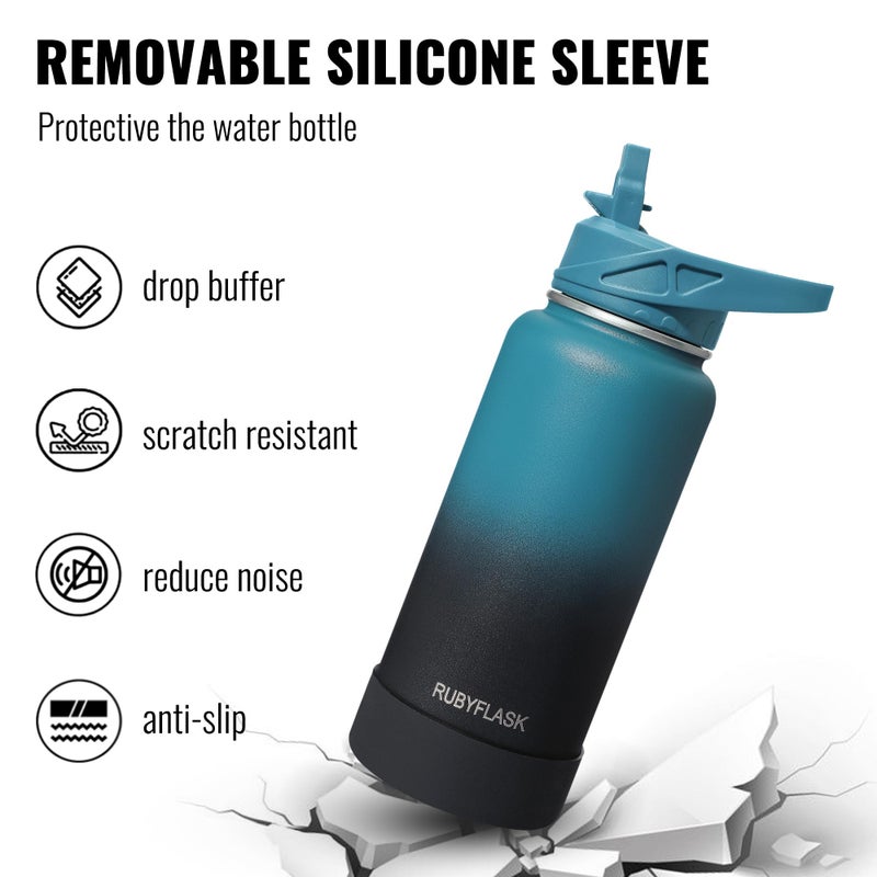 RUBYFLASK RUBYFLASK 64oz Insulated Water Bottle with Straw  Half Gallon Stainless Steel Vacuum Water Jug  Large Thermos Water Bottle Flask with Leakproof 3 Lids for Travel  Camping  Gym Sports Orange  - Image 4
