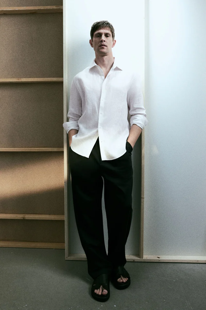 اتش اند ام Slim Fit Linen shirt