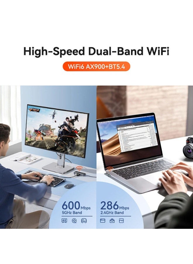 WiFi 6 USB Adapter AX900Mbps with Bluetooth 5.4, Dual Band 2.4GHz/5GHz Wireless Network Dongle for PC & Laptop, High-Speed Plug and Play Nano Receiver for Gaming, Streaming, Video Calls & Online Work - Image 5