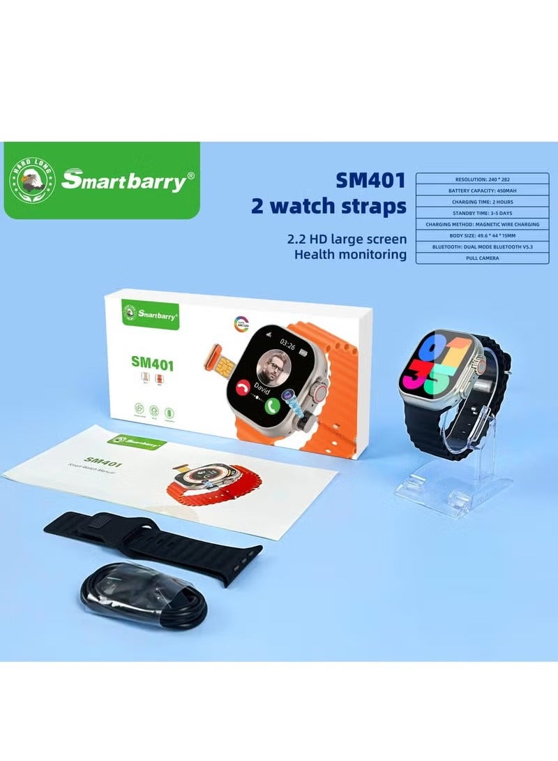 Smartberry Smartbarry SM401 Smart Watch with 4G SIM Card, Camera, and Two Straps