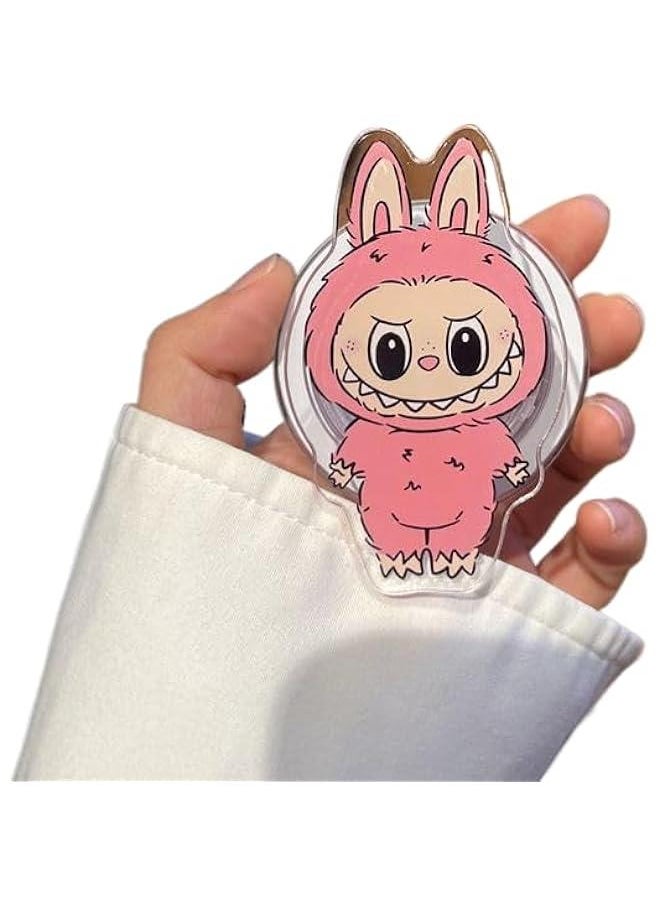 Arabest LABUBU Cute Cartoon Phone 15 Case Trendy TPU Silica Gel Scratch Resistant Shockproof Protective Mobile Phone case + airbag Stand (Pink, for iPhone 15Pro max)  - Image 2