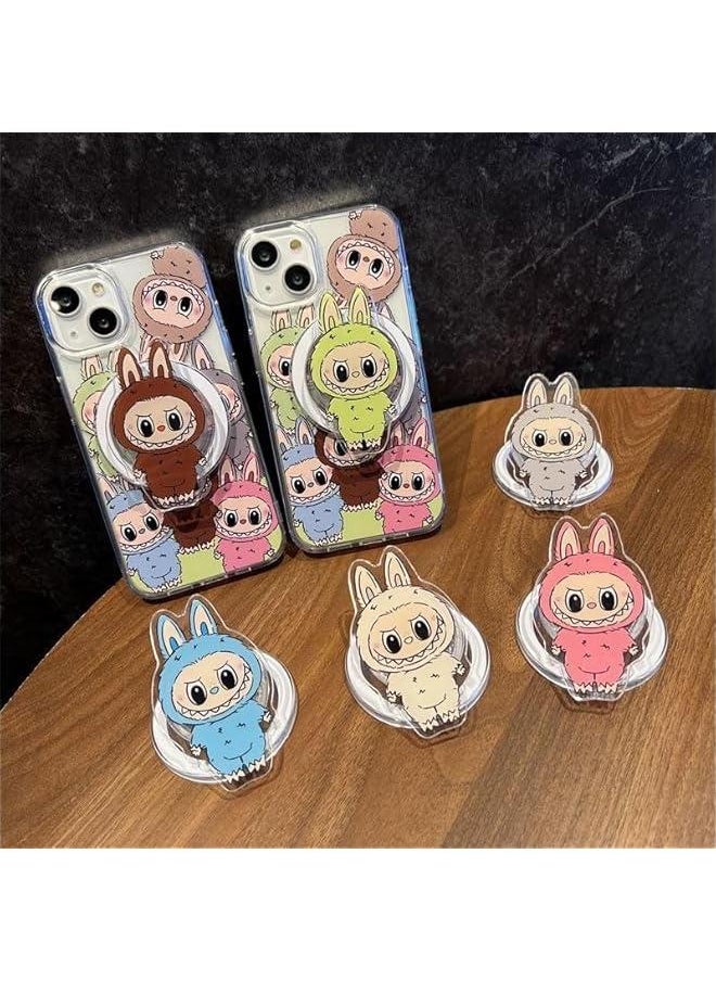 Arabest LABUBU Cute Cartoon Phone 15 Case Trendy TPU Silica Gel Scratch Resistant Shockproof Protective Mobile Phone case + airbag Stand (Pink, for iPhone 15Pro max)  - Image 3