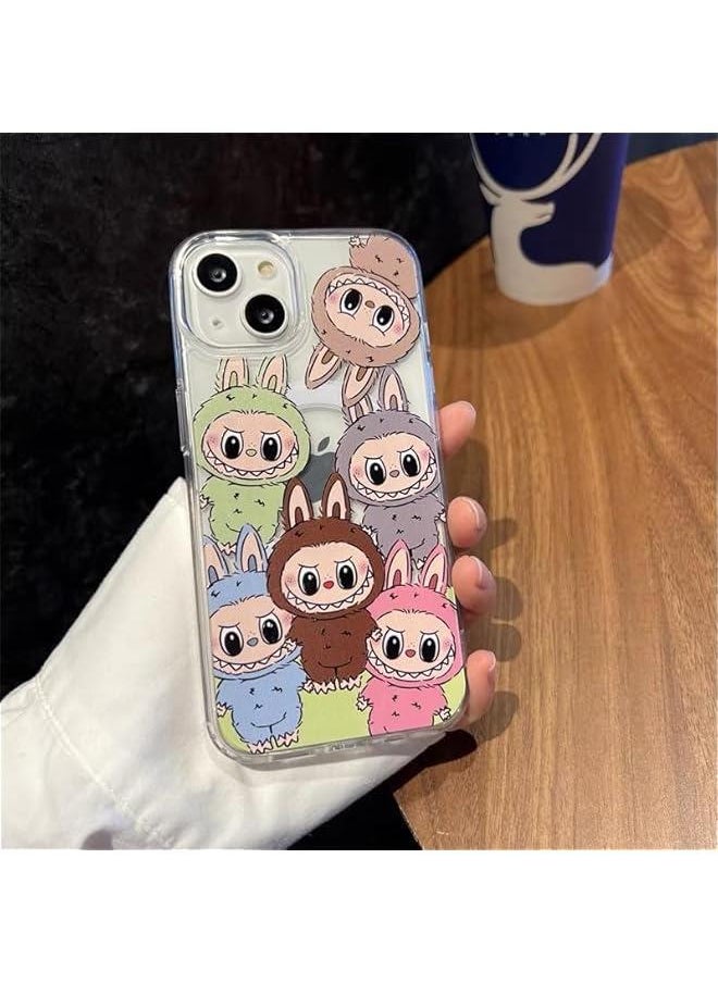 Arabest LABUBU Cute Cartoon Phone 15 Case Trendy TPU Silica Gel Scratch Resistant Shockproof Protective Mobile Phone case + airbag Stand (Pink, for iPhone 15Pro max)  - Image 5