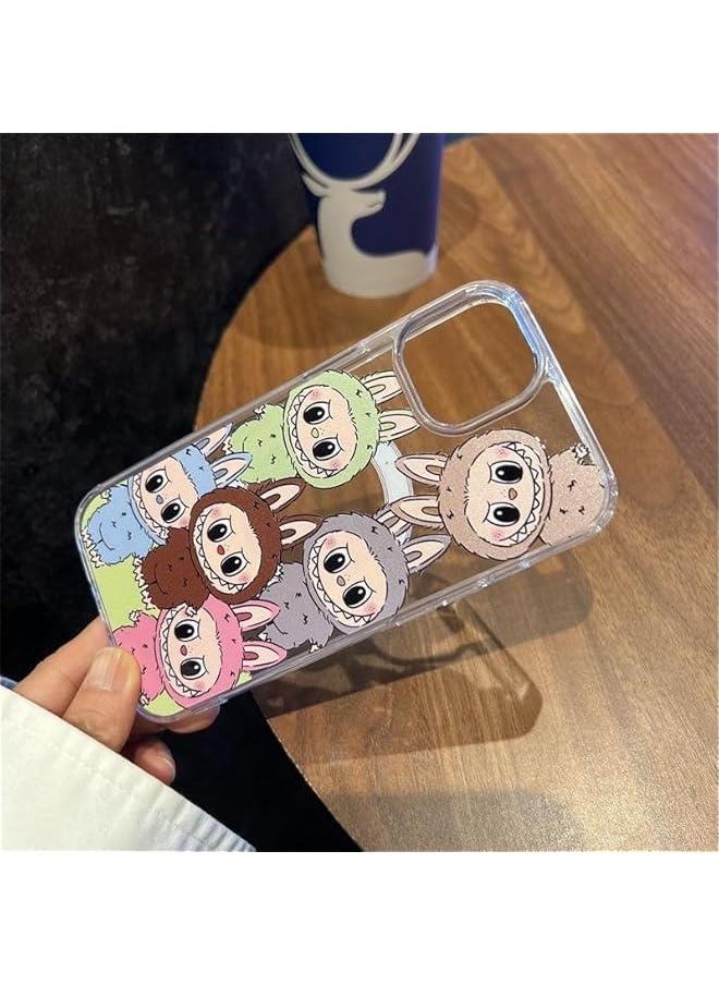 Arabest LABUBU Cute Cartoon Phone 15 Case Trendy TPU Silica Gel Scratch Resistant Shockproof Protective Mobile Phone case + airbag Stand (Pink, for iPhone 15Pro max)  - Image 4