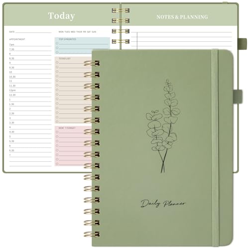 Oucaru Undated Daily Planner, A5 Spiral Notebook with Hourly Schedule, To Do List, Priorities, and Notes for Productivity - Easily Organize Your Tasks, Appointments & Goals for Women - Image 1
