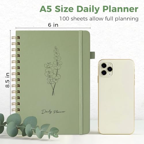 Oucaru Undated Daily Planner, A5 Spiral Notebook with Hourly Schedule, To Do List, Priorities, and Notes for Productivity - Easily Organize Your Tasks, Appointments & Goals for Women - Image 2