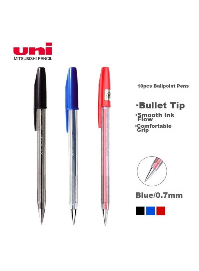 Uni Mitsubishi () Office Ballpoint Pen, Smooth Writing, Medium Oil Pen, Sa-s Blue, 0.7mm, 10-pack - Image 1