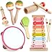 Rmischolar Baby Musical Instruments Montessori Wooden Musical Toys for Toddlers 13 Xylophone Maracas Tambourine Percussion Set Kids Preschool Music Learning Toys Educational Birthday Gifts Rainbow - Image 2