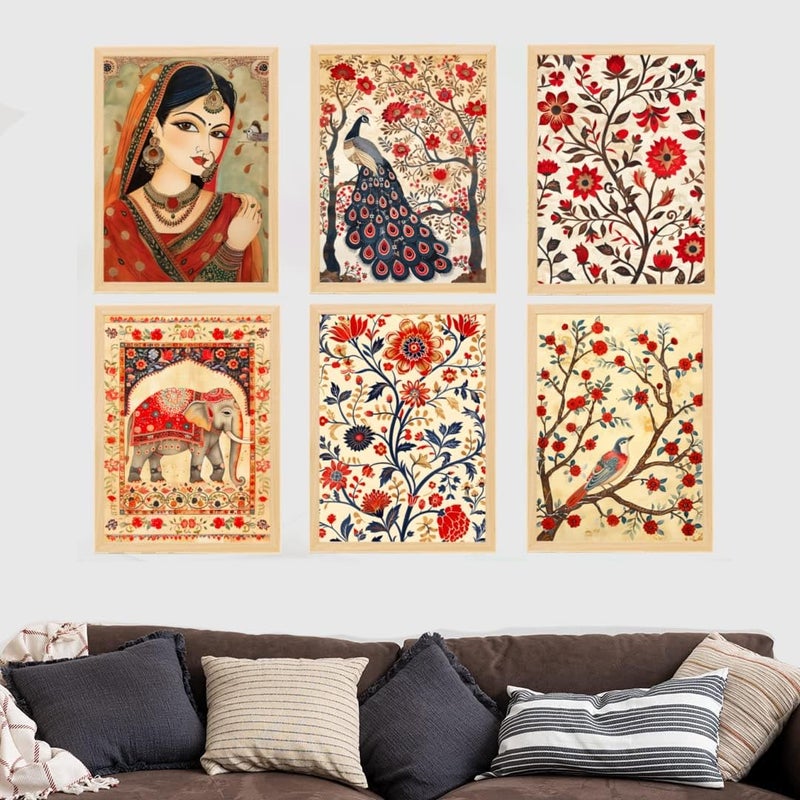 ARAkri Living Room Home Decor framed Art Prints Set 6 Pieces various designs paintings13x17 inch - Image 1