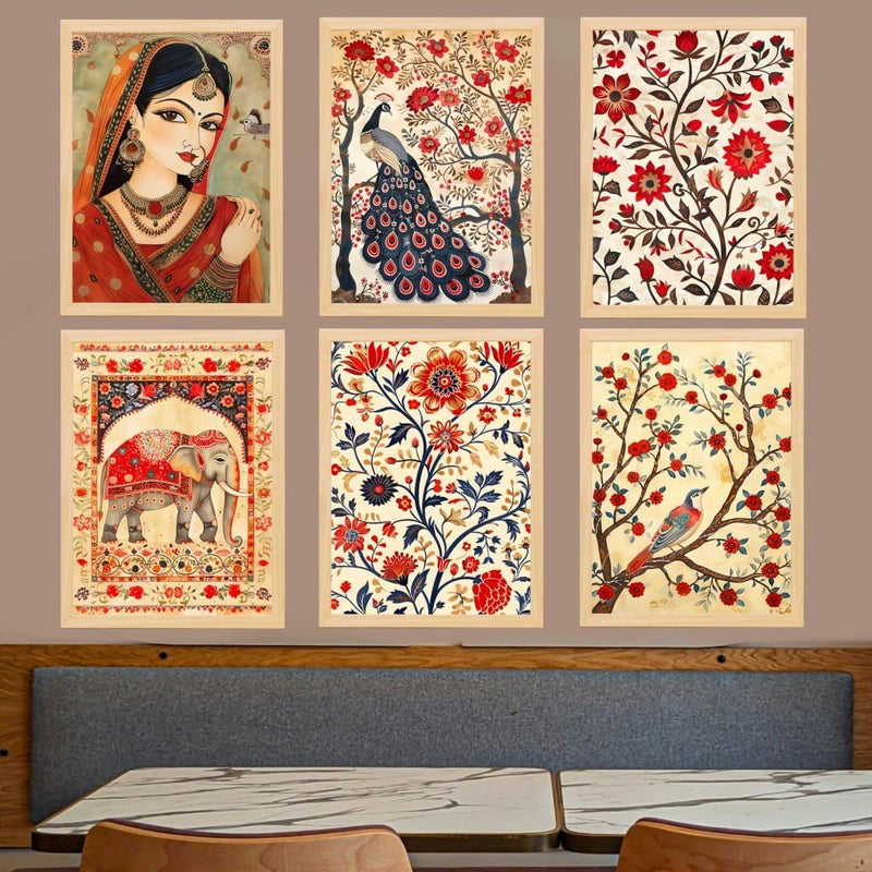 ARAkri Living Room Home Decor framed Art Prints Set 6 Pieces various designs paintings13x17 inch - Image 3