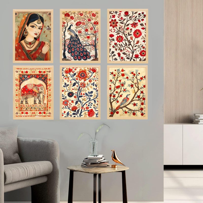 ARAkri Living Room Home Decor framed Art Prints Set 6 Pieces various designs paintings13x17 inch - Image 2