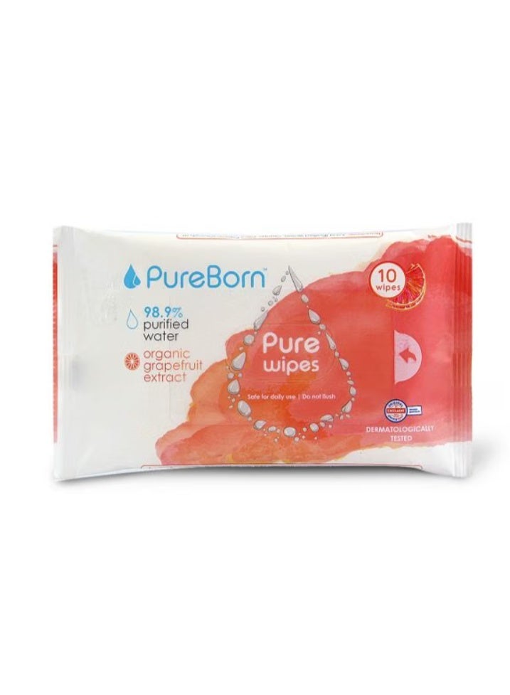 Pure Wipes Grapefruit 10s