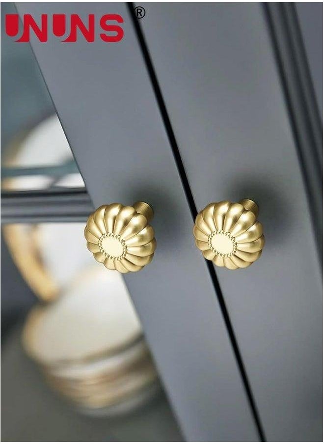 UNUNS Knobs For Cabinet,6 Pack Gold Drawer Cabinet Knobs,Solid Brass Handles Hardware Dresser Kitchen Bedroom Bathroom  - Image 4