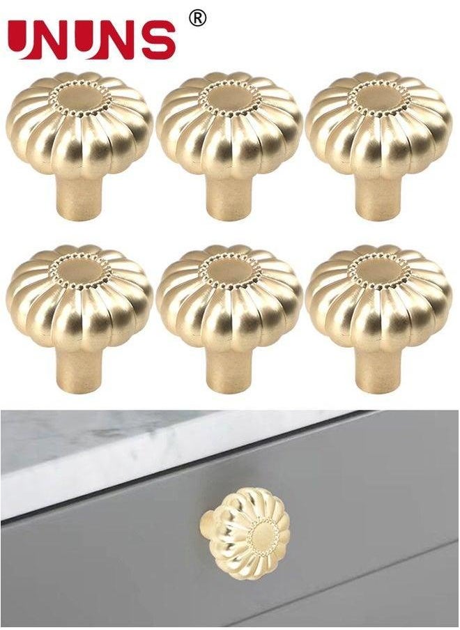 UNUNS Knobs For Cabinet,6 Pack Gold Drawer Cabinet Knobs,Solid Brass Handles Hardware Dresser Kitchen Bedroom Bathroom  - Image 1