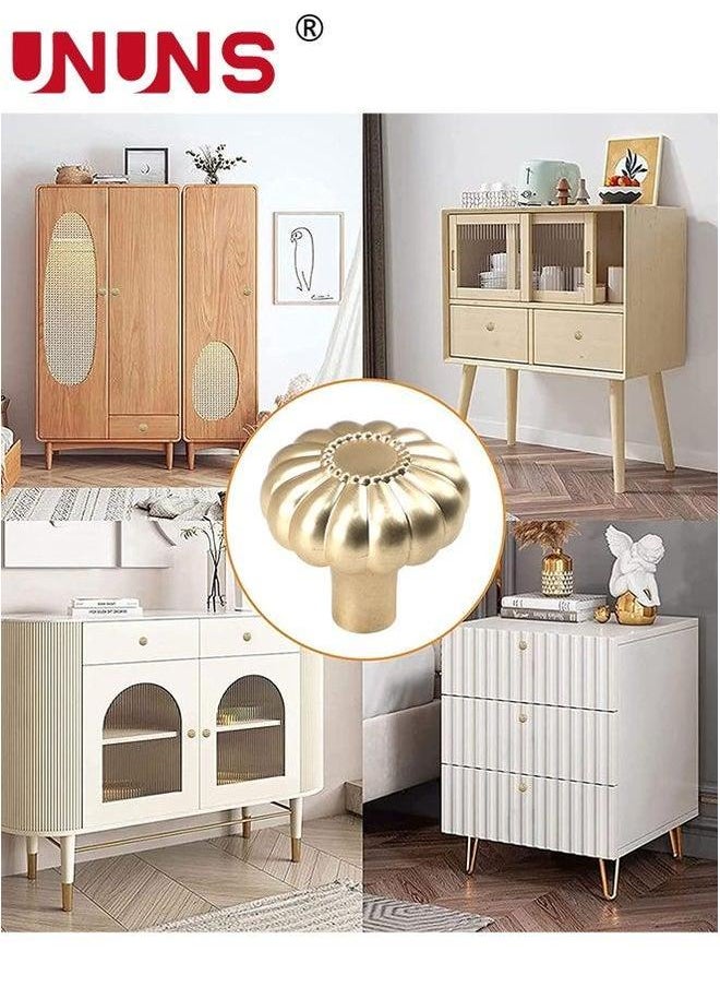 UNUNS Knobs For Cabinet,6 Pack Gold Drawer Cabinet Knobs,Solid Brass Handles Hardware Dresser Kitchen Bedroom Bathroom  - Image 5
